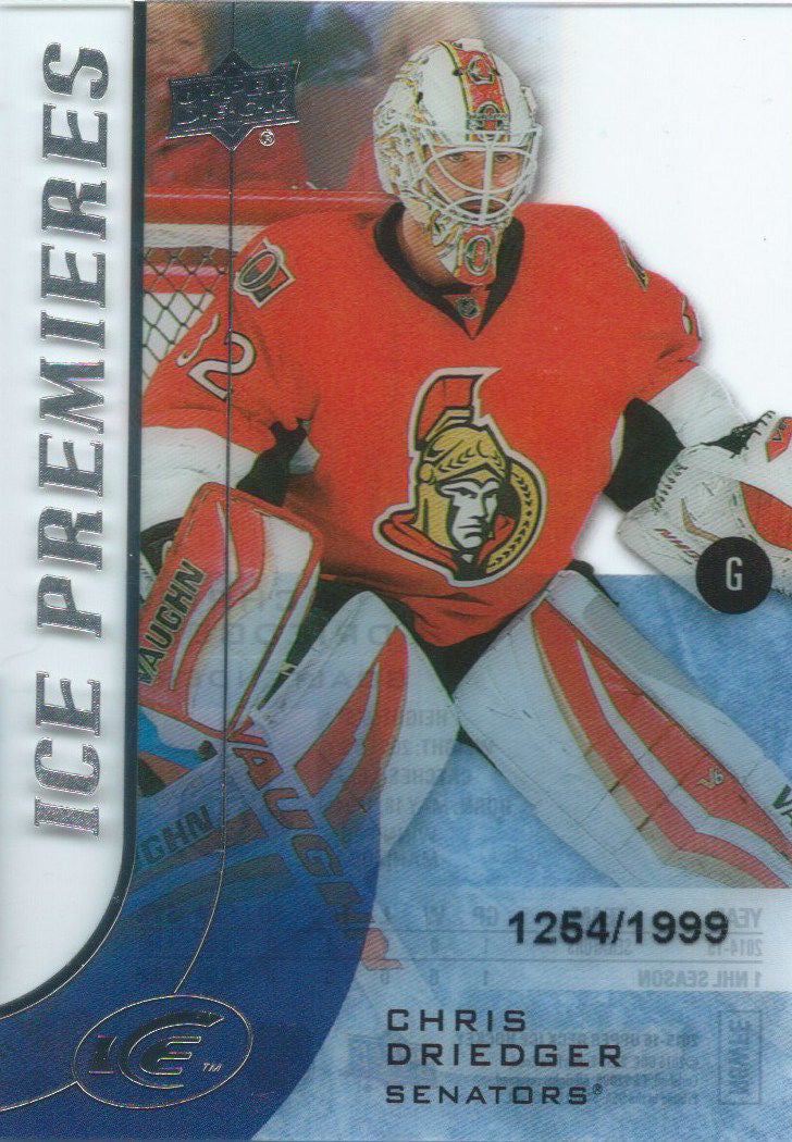 2015-16 Upper Deck Ice Premiers Rookie CHRIS DRIEDGER /1999 RC 02086