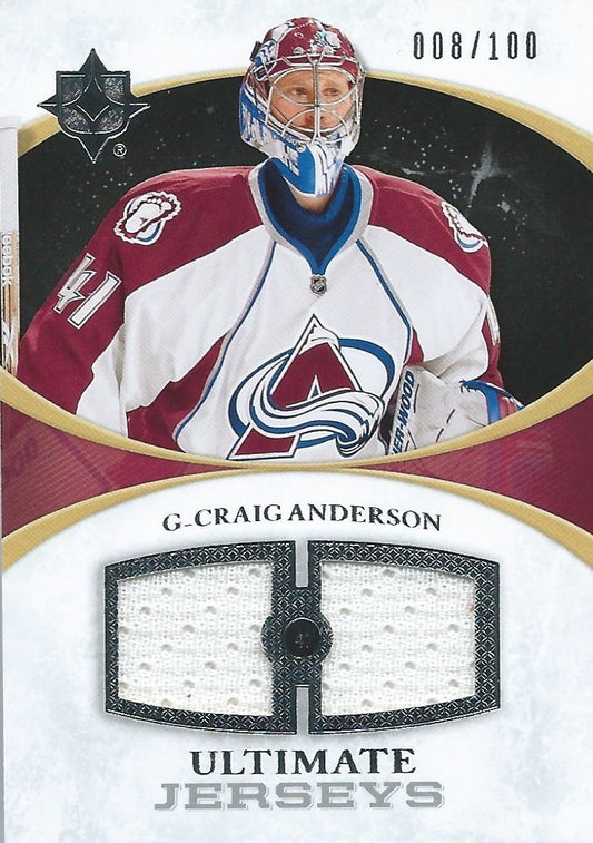 2010-11 Ultimate Collection Jerseys CRAIG ANDERSON 8/100 Upper Deck 00792