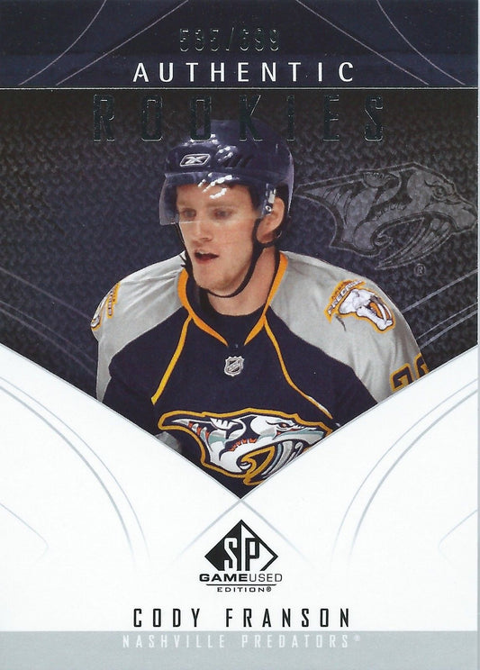  2009-10 SP Game Used CODY FRANSON RC 535/699 UD Rookies 00977  Image 1