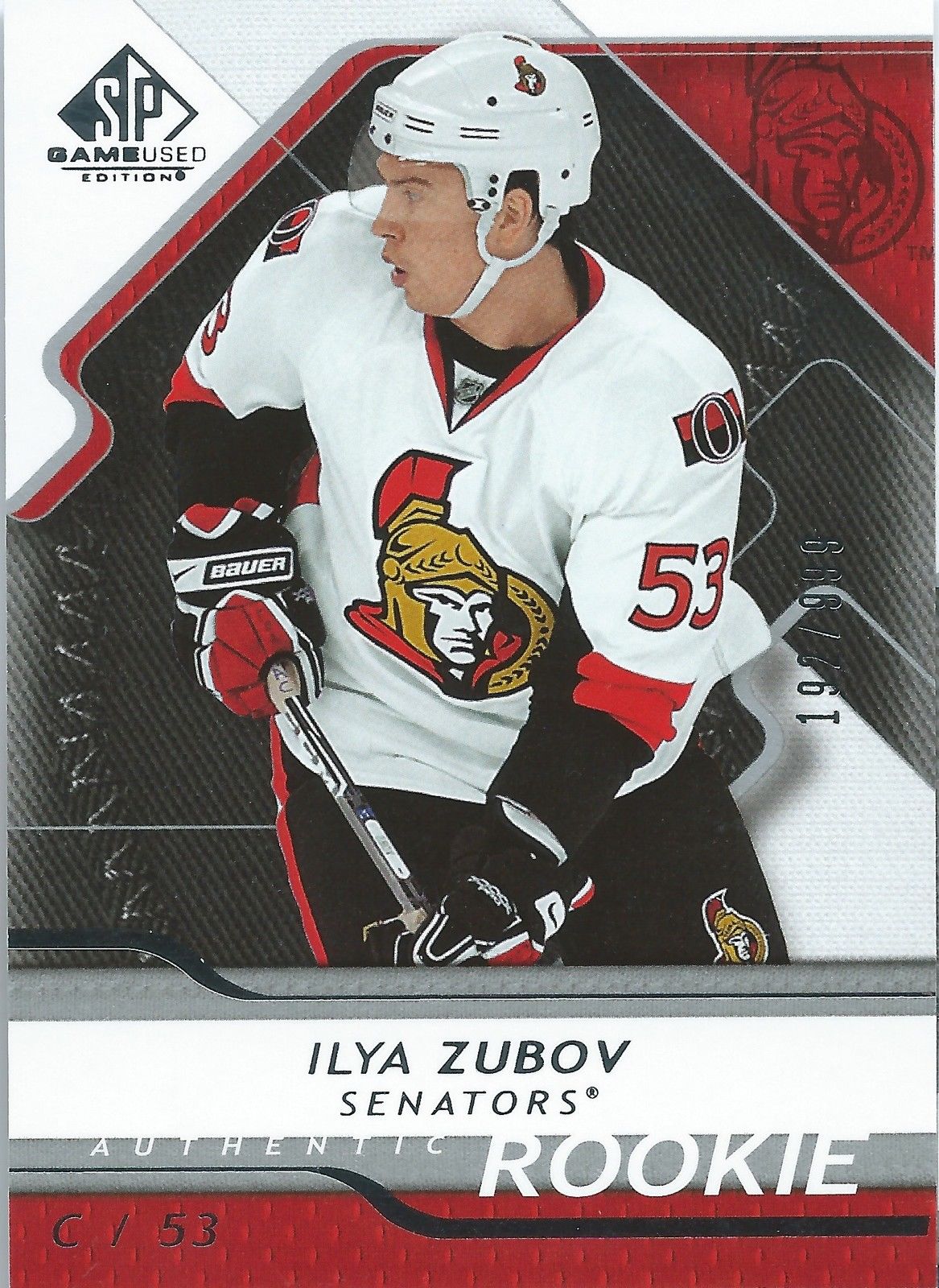  2008-09 SP Game Used ILYA ZUBOV Rookie /999 Upper Deck RC NHL 01554 Image 1
