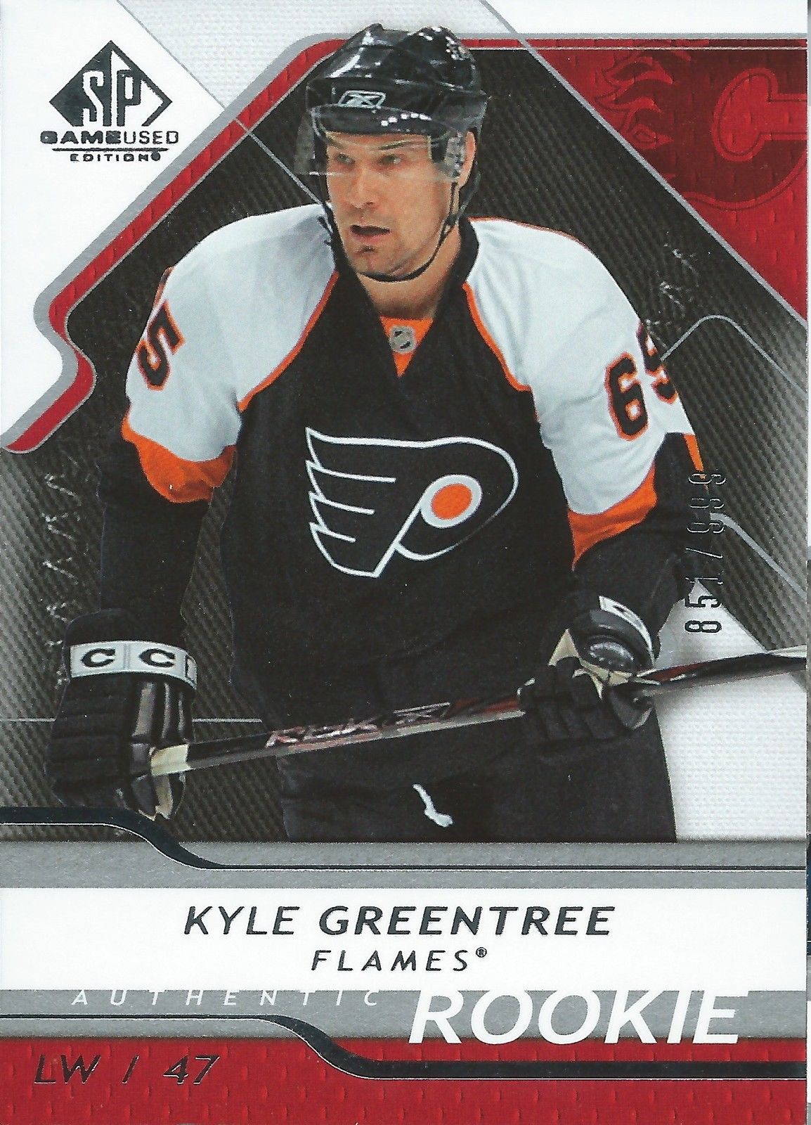  2008-09 SP Game Used KYLE GREENTREE Rookie /999 Upper Deck RC NHL 00991  Image 1