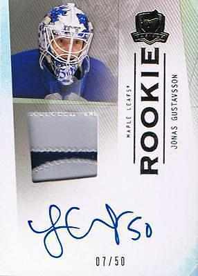 2009-10 The Cup Gold JONAS GUSTAVSSON Patch/Auto Rookie 7/50 RC 2CLR Leafs Image 1