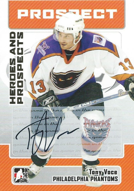  2006-07 ITG Heroes and Prospects TONY VOCE Auto Autographs In Game 00507 Image 1