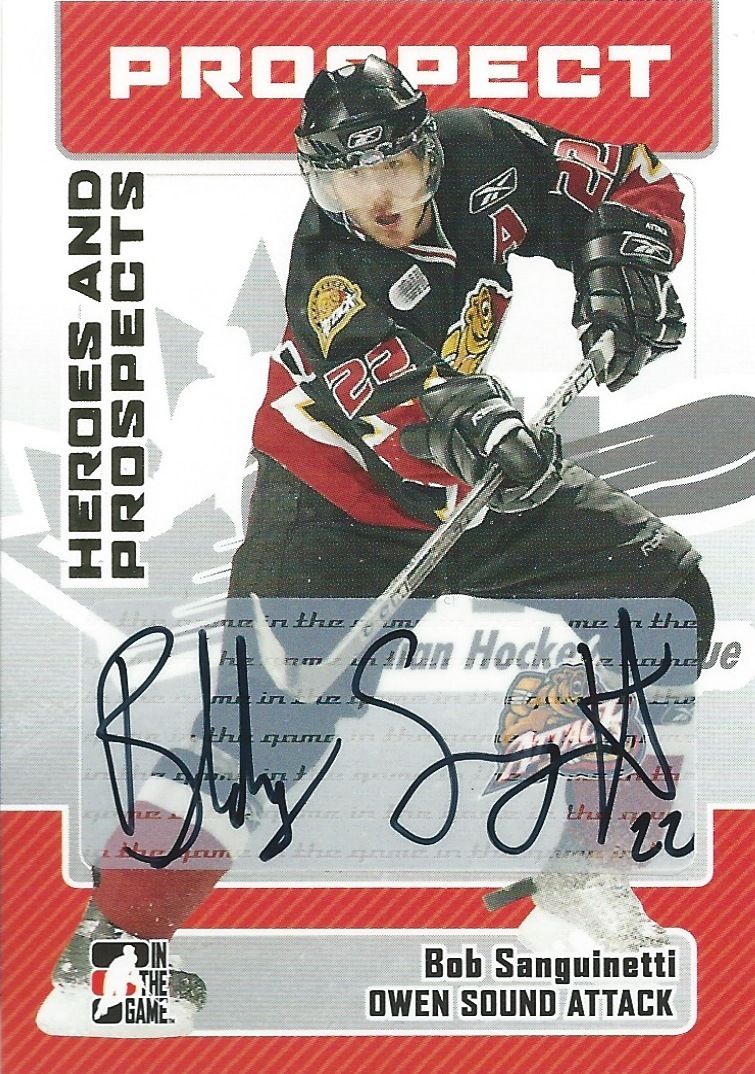  2006-07 ITG Heroes and Prospects BOB SANGUINETTI Autographs In Game 00496 Image 1
