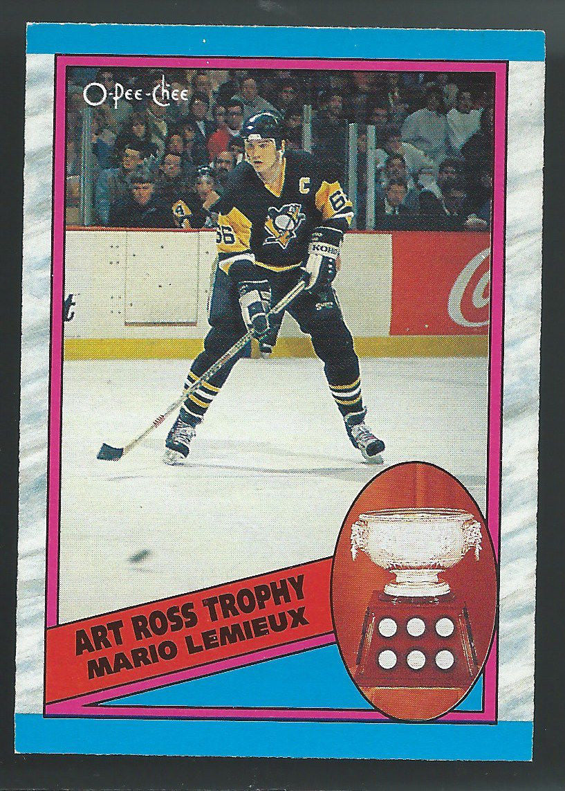1989-90 OPC O-Pee-Chee #319 MARIO LEMIEUX Art Ross Hockey NHL 02433
