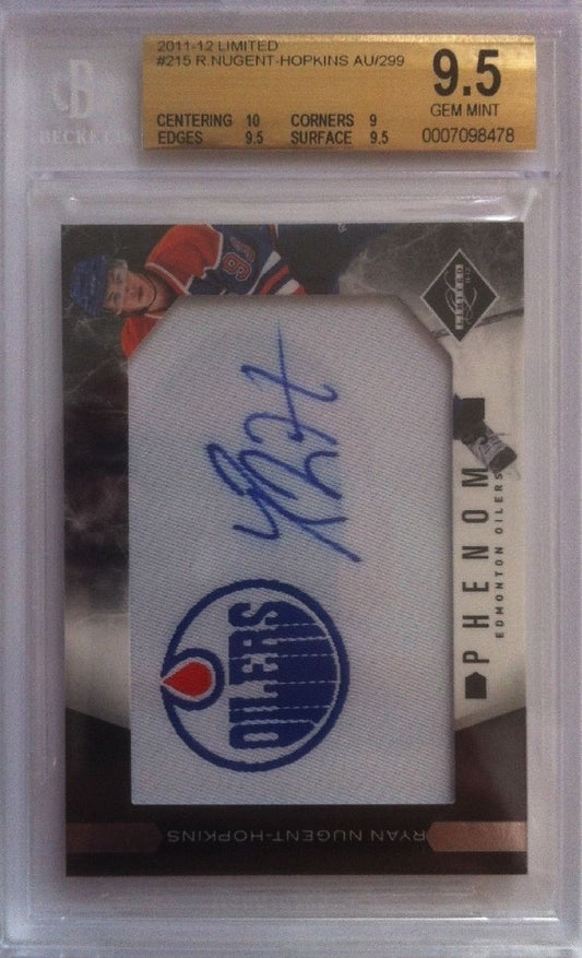 2011-12 Limited RYAN NUGENT-HOPKINS Patch /Auto BGS 9.5 RC 293/299 Rookie