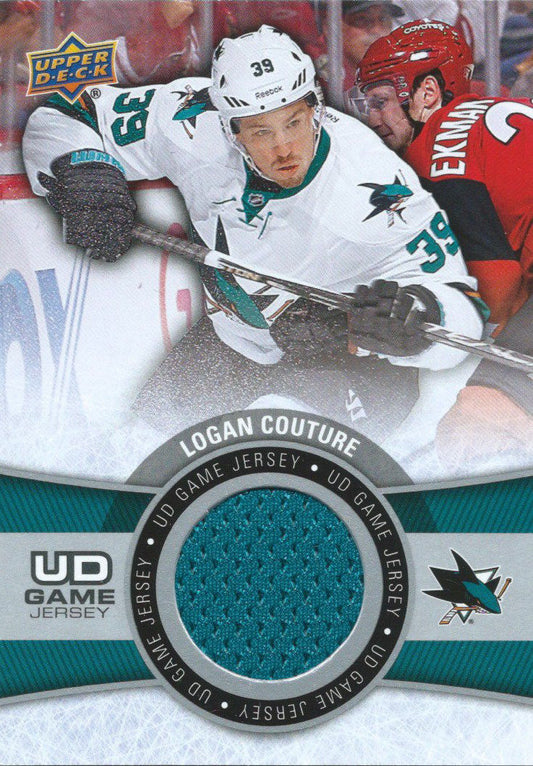 2015-16 Upper Deck Game Jersey LOGAN COUTURE Fabric Swatch UD 02531