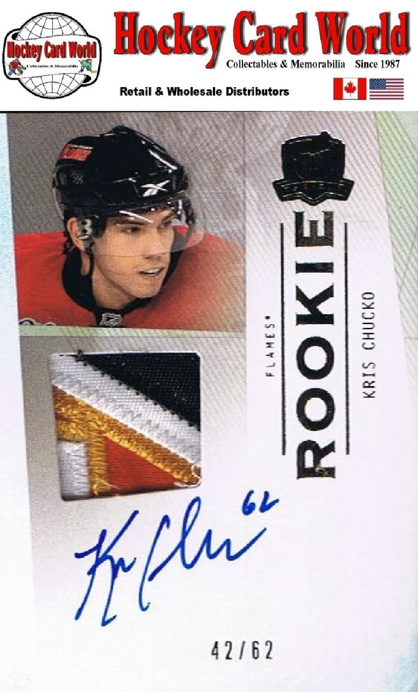  2009-10 The Cup Gold KRIS CHUCKO Patch/Auto Rookie 52/62 RC - 4 Colors Image 1