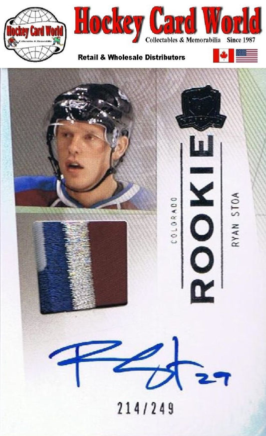  2009-10 The Cup RYAN STOA Patch/Auto Rookie 214/249 RC - 4 Colors Image 1