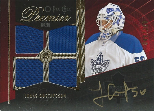  2009-10 OPC Premier JONAS GUSTAVSSON Auto/Jersey Rookie 49/299 RC Image 1