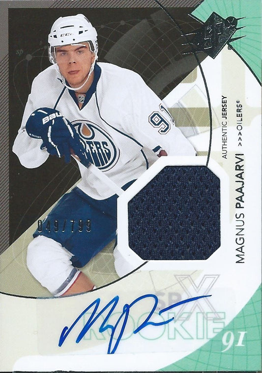  2010-11 SPX MAGNUS PAAJARVI Jersey Auto Rookie 49/799 Oilers RC 01646 Image 1