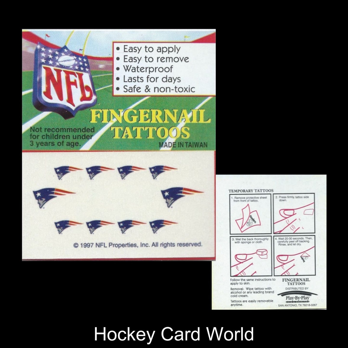 New England Patriots Fingernail Tattoos Set of 10 Decal Sticker Licensed