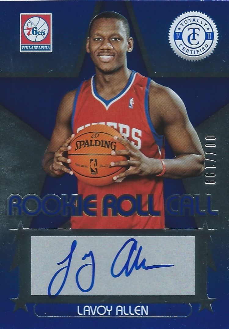  2012-13 Totally Certified Rookie Roll Blue LAVOY ALLEN /199 Auto 01148 Image 1