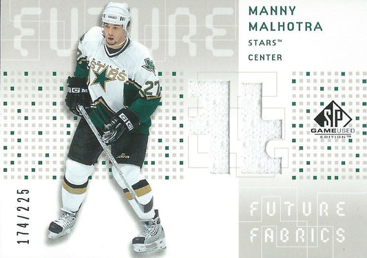  2002-03 UD SP Game Used Future MANNY MALHOTRA 174/225 Jersey NHL 01952 Image 1