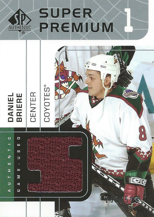  2002-03 UD SP Authentic Fabrics DANIEL BRIERE 293/599 Jersey NHL 01952 Image 1