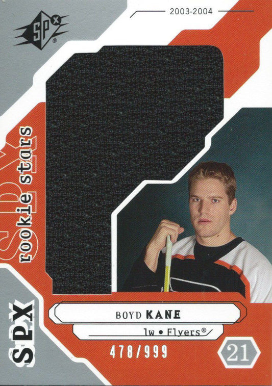 2003-04 SPX BOYD KANE Jersey RC #/999 Rookie Philadelphia Flyers 00080