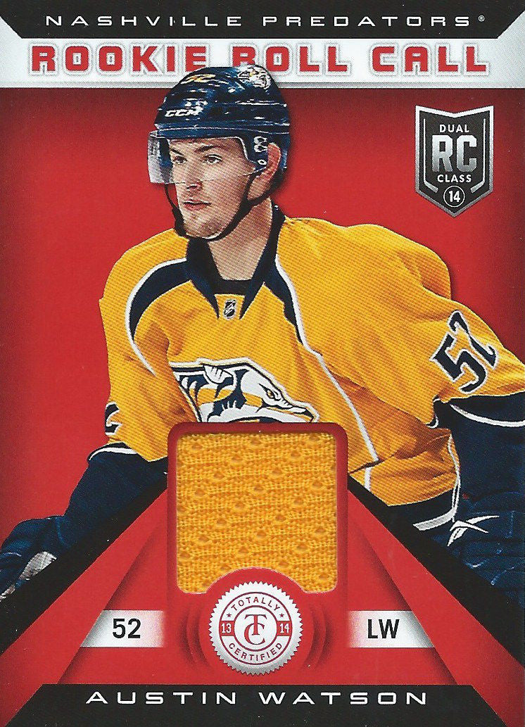 2013-14 Totally Certified Rookie Call Red AUSTIN WATSON Jersey NHL 01954
