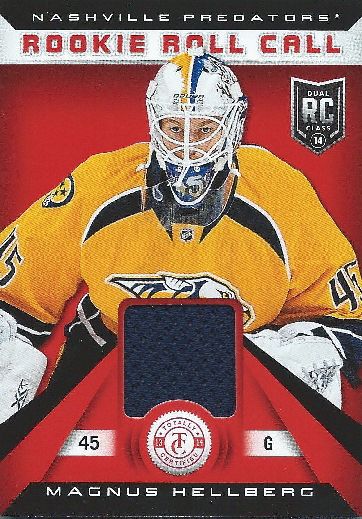 2013-14 Totally Certified Rookie Call Red MAGNUS HELLBERG Jersey NHL 01955