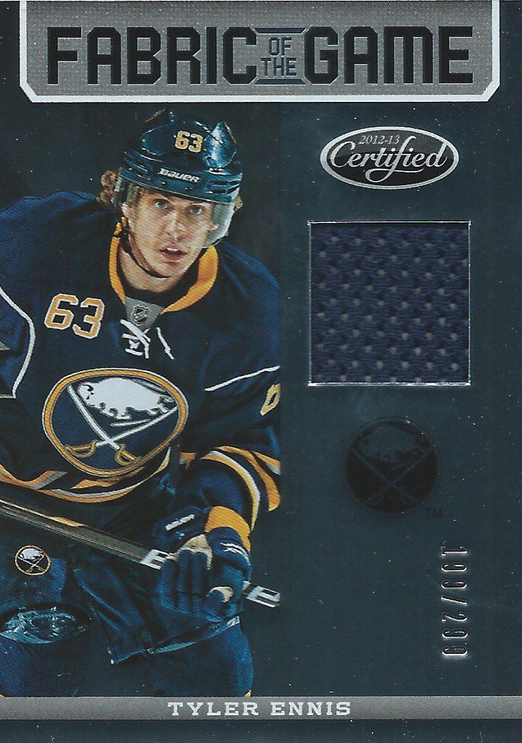 2012-13 Certified Fabric of Game TYLER ENNIS 199/299 Jersey NHL 01958