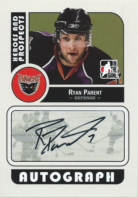  2008-09 ITG Heroes and Prospects RYAN PARENT Auto Autographs 00551 Image 1