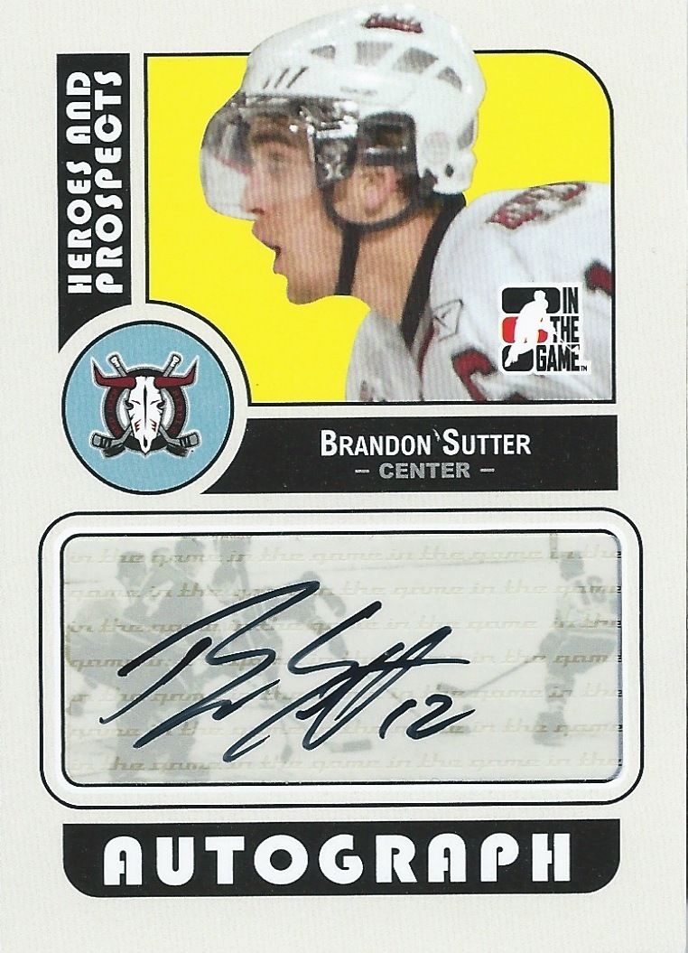  2008-09 ITG Heroes and Prospects $25 BRANDON SUTTER Autographs 00548 Image 1