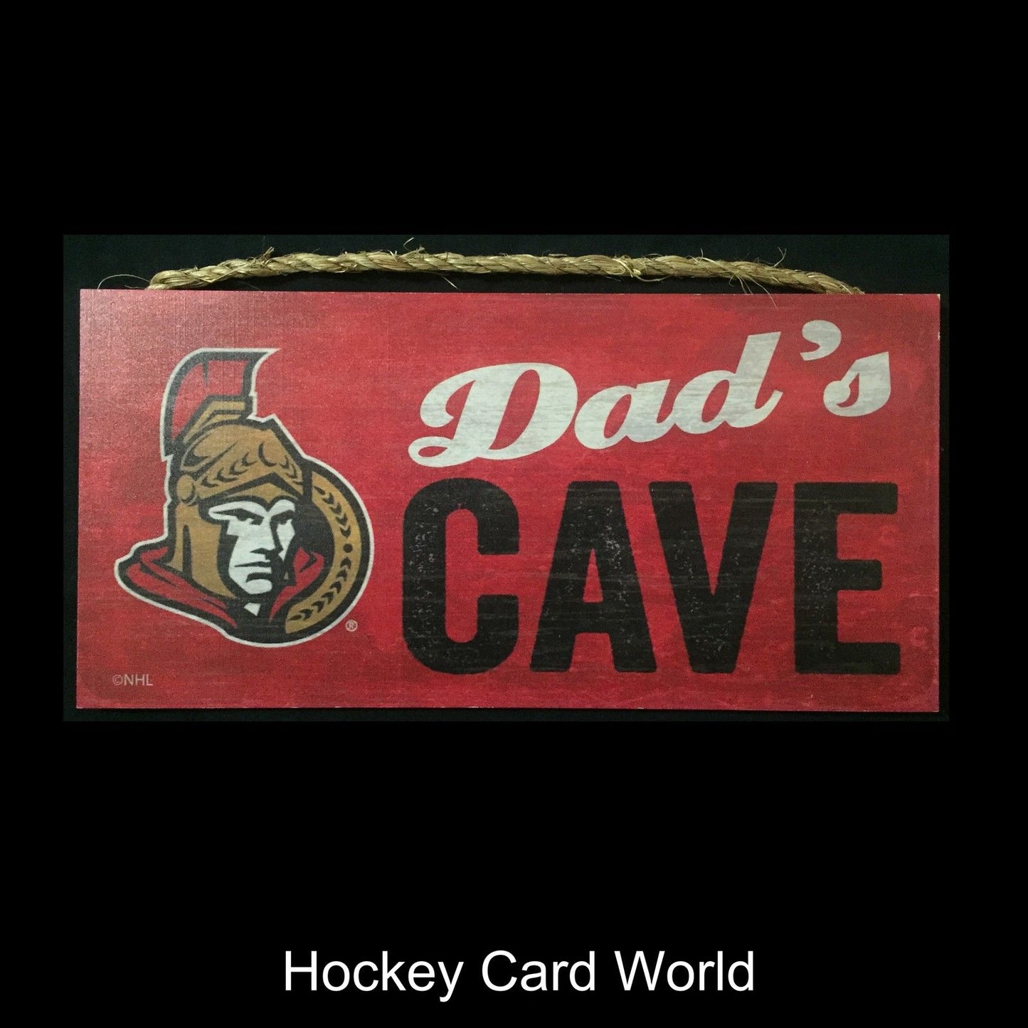  Ottawa Senators 6" x 12" Wooden "Dads Cave" Sign NHL Official Licensed Image 1