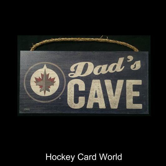  Winnipeg Jets 6" x 12" Wooden "Dads Cave" Sign NHL Official Licensed Image 1