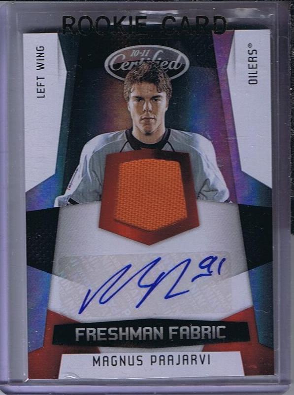  2010-11 Certified Red MAGNUS PAAJARVI Auto /Jersey Rookie 50/100 RC Oilers Image 1