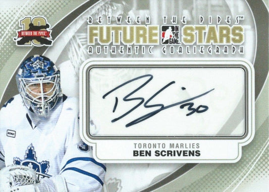  2011-12 ITG Between the Pipes Future Stars BEN SCRIVENS Autograph 00475 Image 1