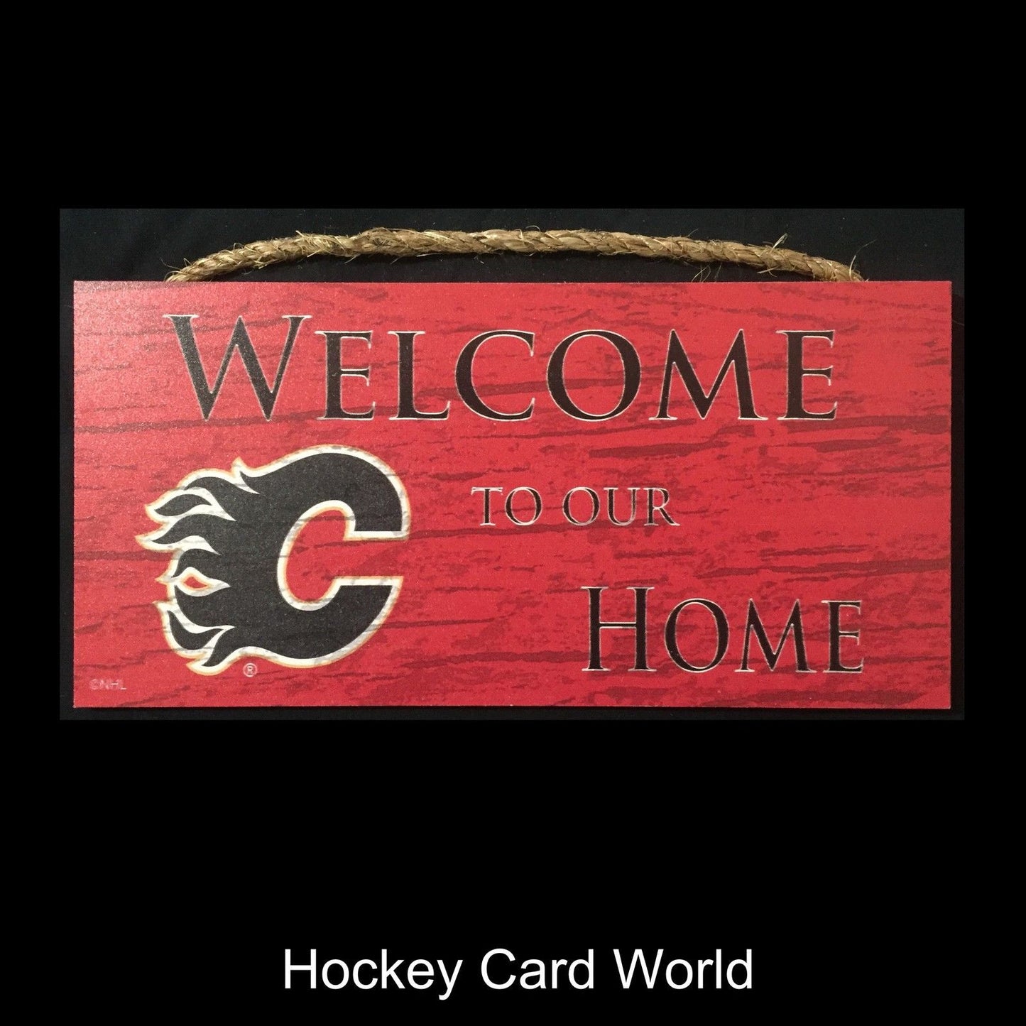 Calgary Flames 6" x 12" Wooden "Welcome" Sign NHL Official Licensed