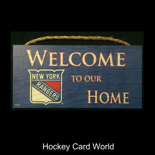  New York Rangers 6" x 12" Wooden "Welcome" Sign NHL Official Licensed Image 1
