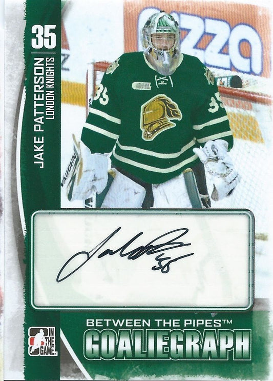  2013-14 Between the Pipes JAKE PATERSON Autograph Auto Goaliegraph 00830 Image 1
