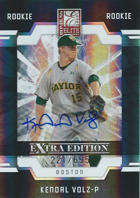  2009 Donruss Elite Extra Edition KENDAL VOLZ #/695 Rookie Panini Boston Image 1