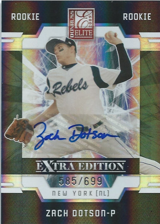  2009 Donruss Elite Extra Edition ZACH DOTSON #/699 Rookie Panini New York Image 1