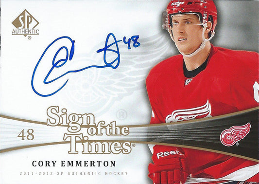  2011-12 SP Authentic Sign Of Times CORY EMMERTON Autograph UD NHL 02494 Image 1
