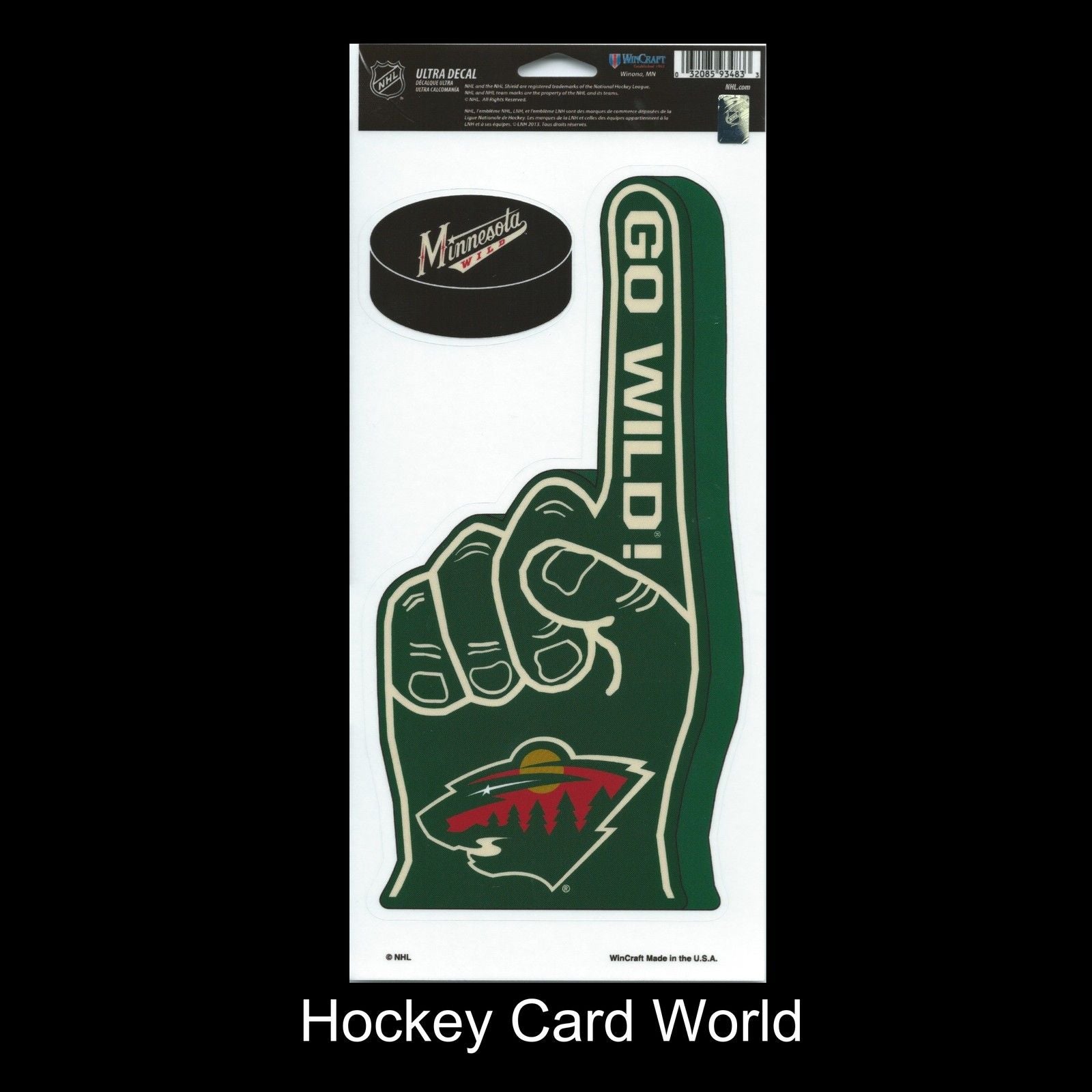  Minnesota Wild Multi-Use Decal/Sticker 2 Pack Finger/Puck NHL 4"x 9" Image 1