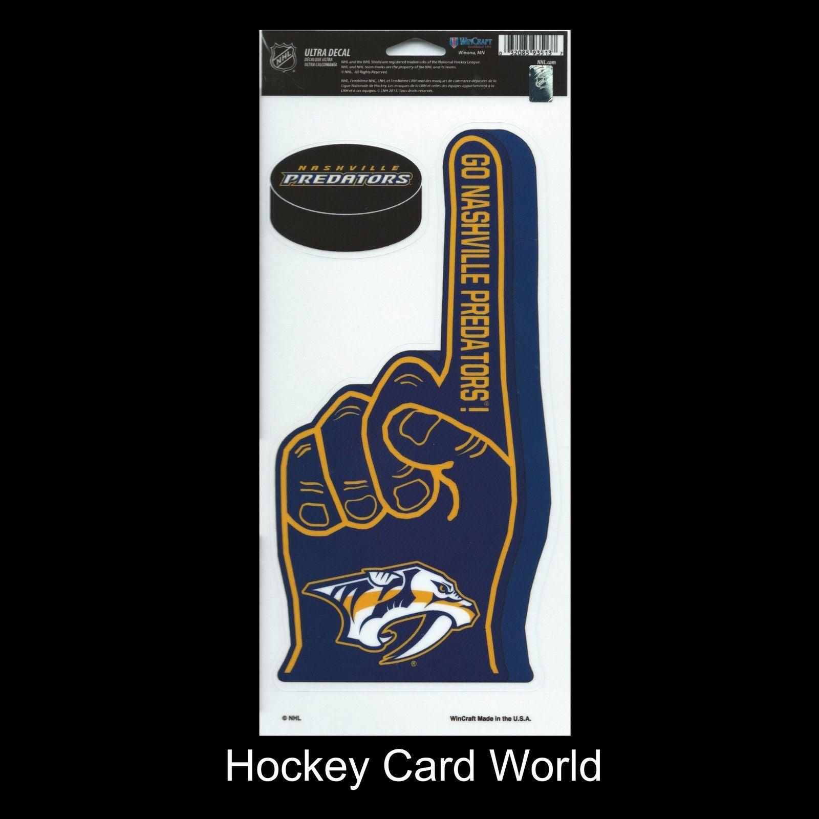  Nashville Predators Multi-Use Decal/Sticker 2 Pack Finger/Puck NHL 4"x 9" Image 1
