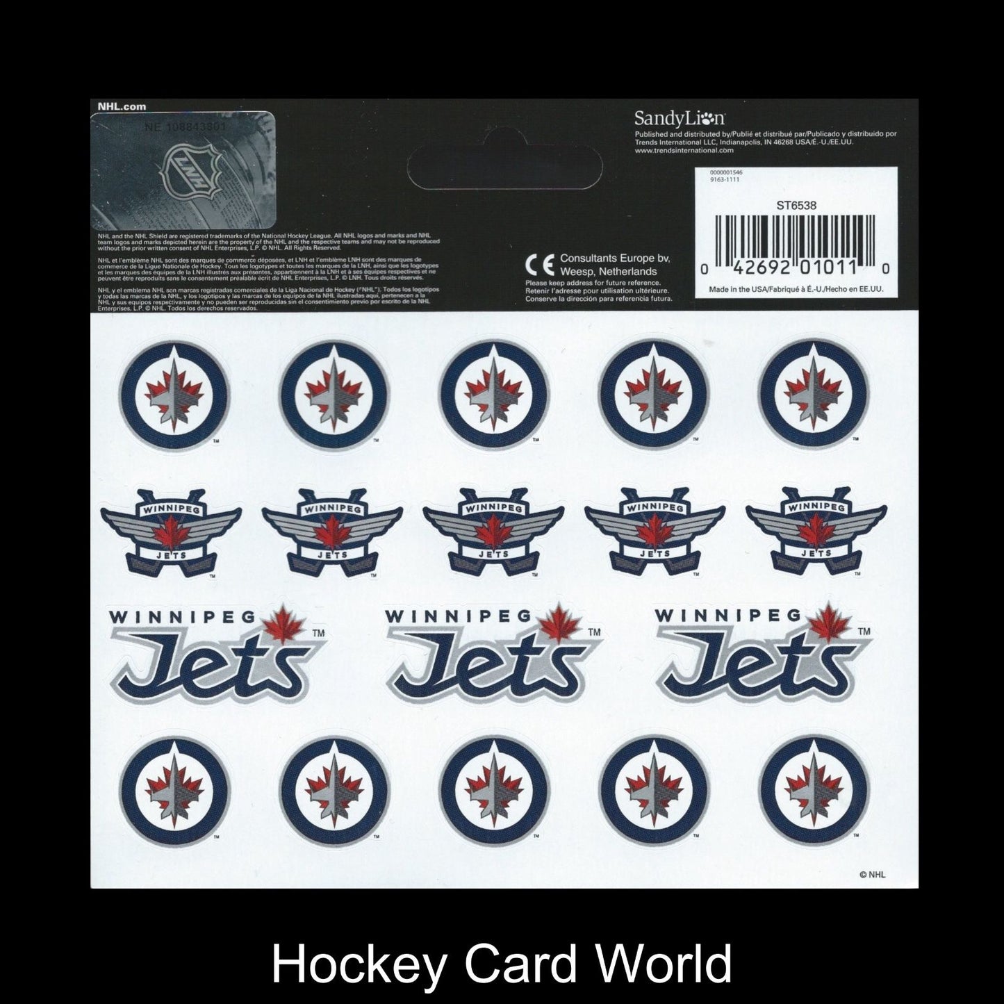  Winnipeg Jets Vinyl Logo Sticker Sheet 5"x6" Decals Licensed - 18 Logos Image 1