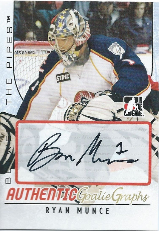 2007-08 Between the Pipes Autograph RYAN MUNCE Auto In the Game Auto 00236