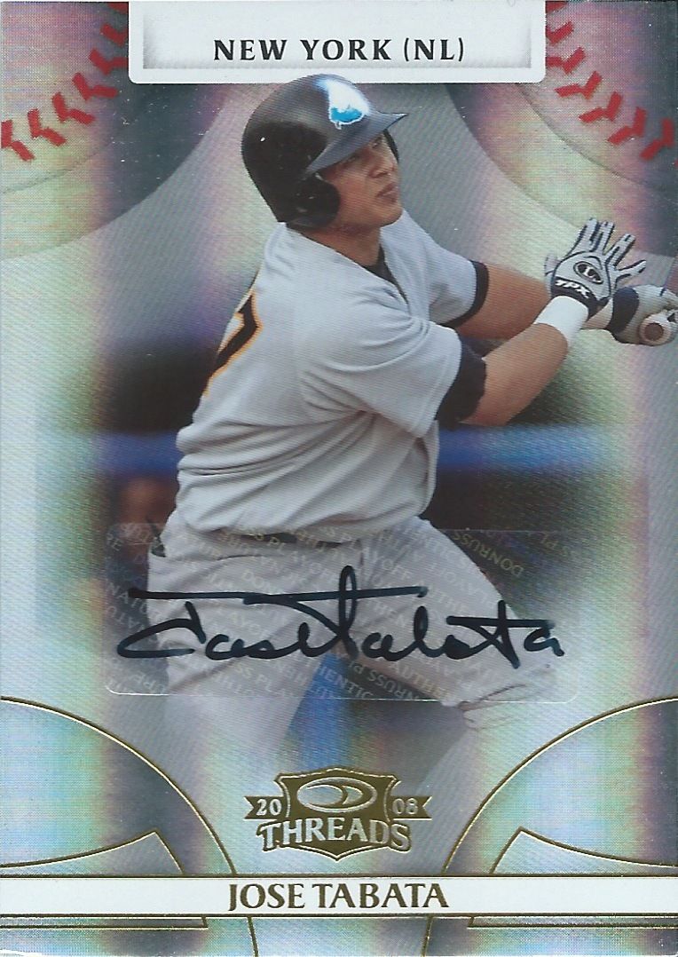  2008 Donruss Threads Gold $25 JOSE TABATA 797/975 Auto Signatures 01508 Image 1