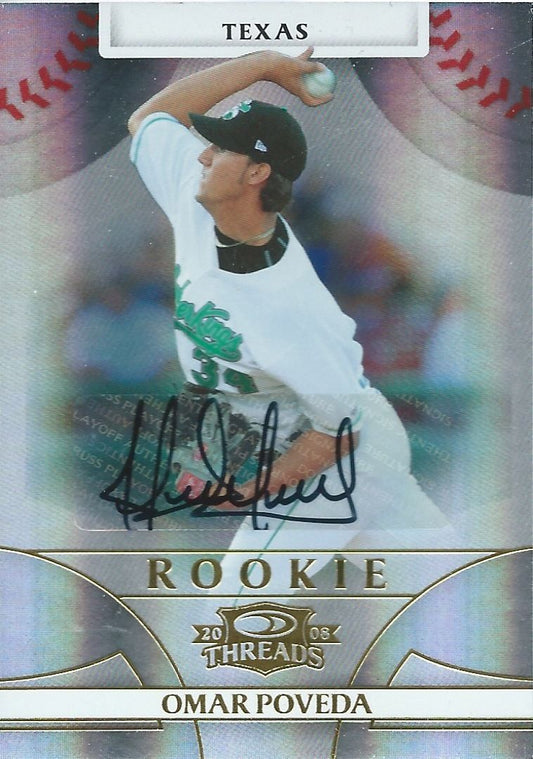  2008 Donruss Threads Gold OMAR POVEDA 44/100 Auto Signatures 01511 Image 1