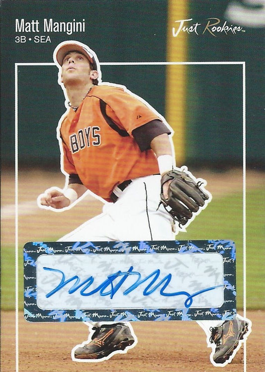  2007 Just Rookies Autographs MATT MANGINI Auto MLB Baseball Seattle Image 1