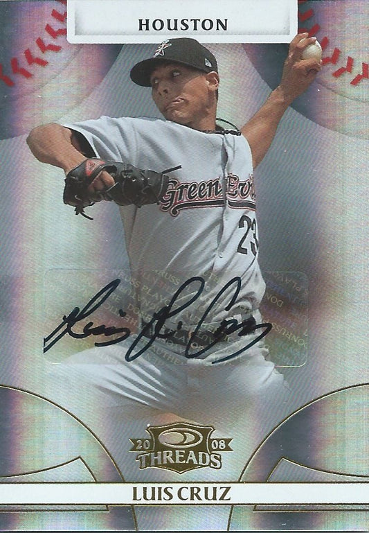  2008 Donruss Threads Gold LUIS CRUZ #/975 Auto Signatures Image 1