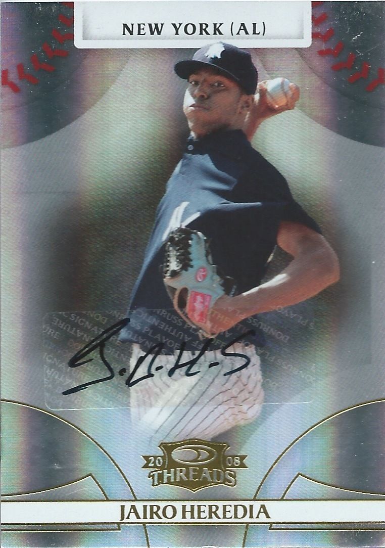  2008 Donruss Threads Gold JAIRO HEREDIA #/999 Auto Signatures 01496 Image 1