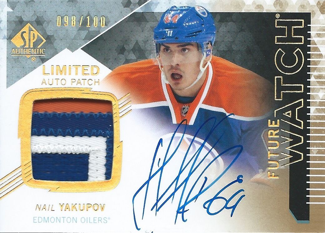  2013-14 SP Authentic NAIL YAKUPOV Patch Auto RC 98/100 Rookie Upper Deck  Image 1