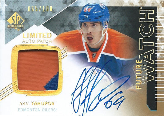  2013-14 SP Authentic NAIL YAKUPOV Patch Auto RC 65/100 Rookie Upper Deck  Image 1
