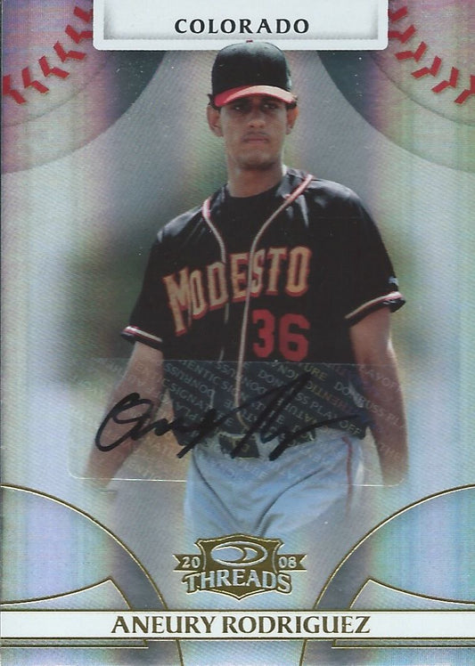  2008 Donruss Threads Gold ANEURY RODRIGUEZ #/975 Auto Signatures 01506 Image 1