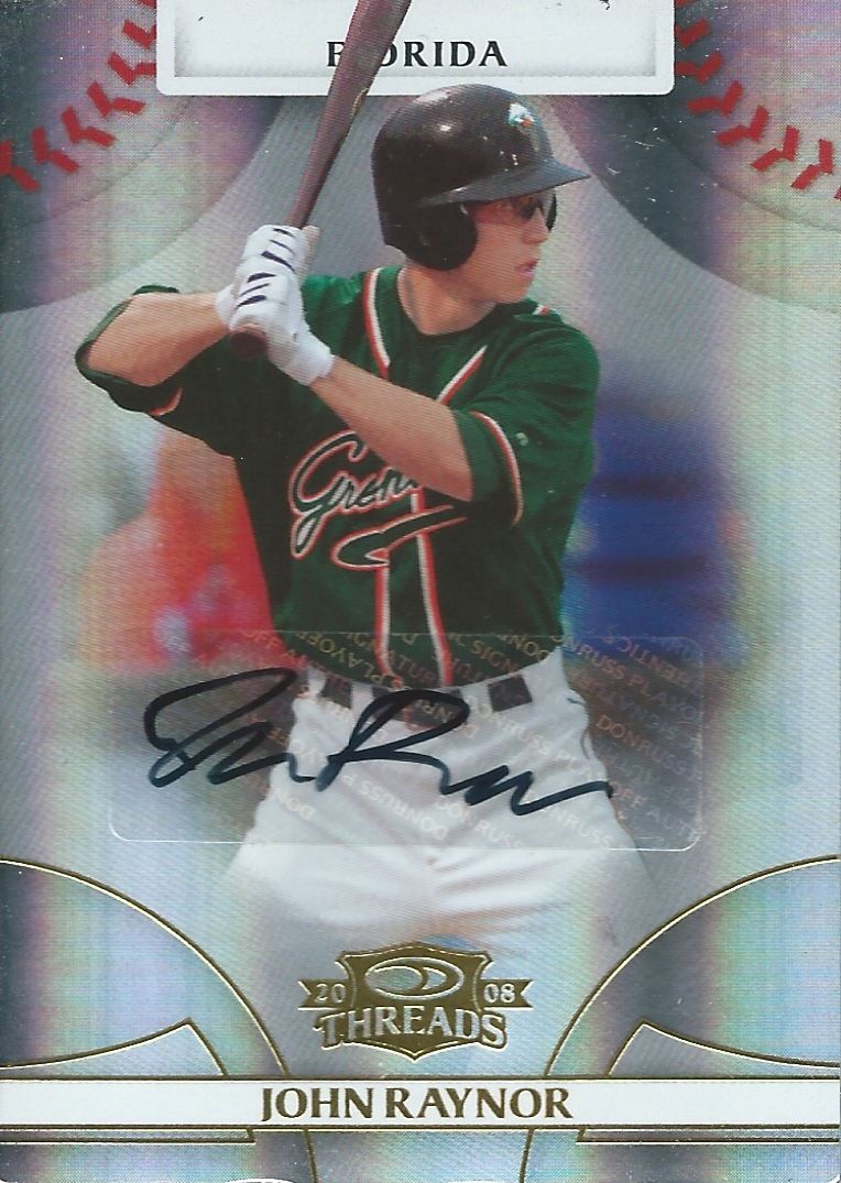  2008 Donruss Threads Gold JOHN RAYNOR #/575 Auto Signatures Image 1