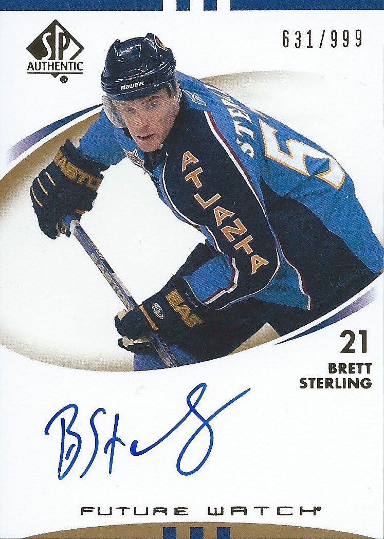  2007-08 SP Authentic BRETT STERLING Auto RC 631/999 Upper Deck UD 01675 Image 1