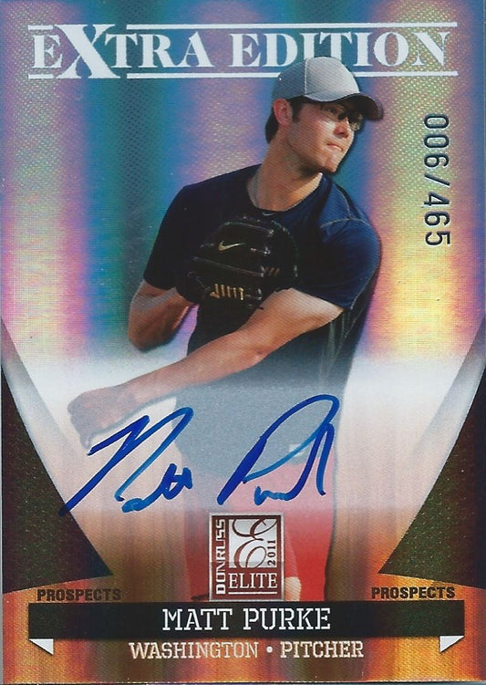  2011 Donruss Elite Extra Edition MATT PURKE 6/465 Prospects Auto 01293 Image 1